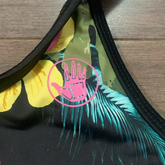 Body Glove Black with Colourful Floras Sports Bra Women’s L - Picture 4 of 6